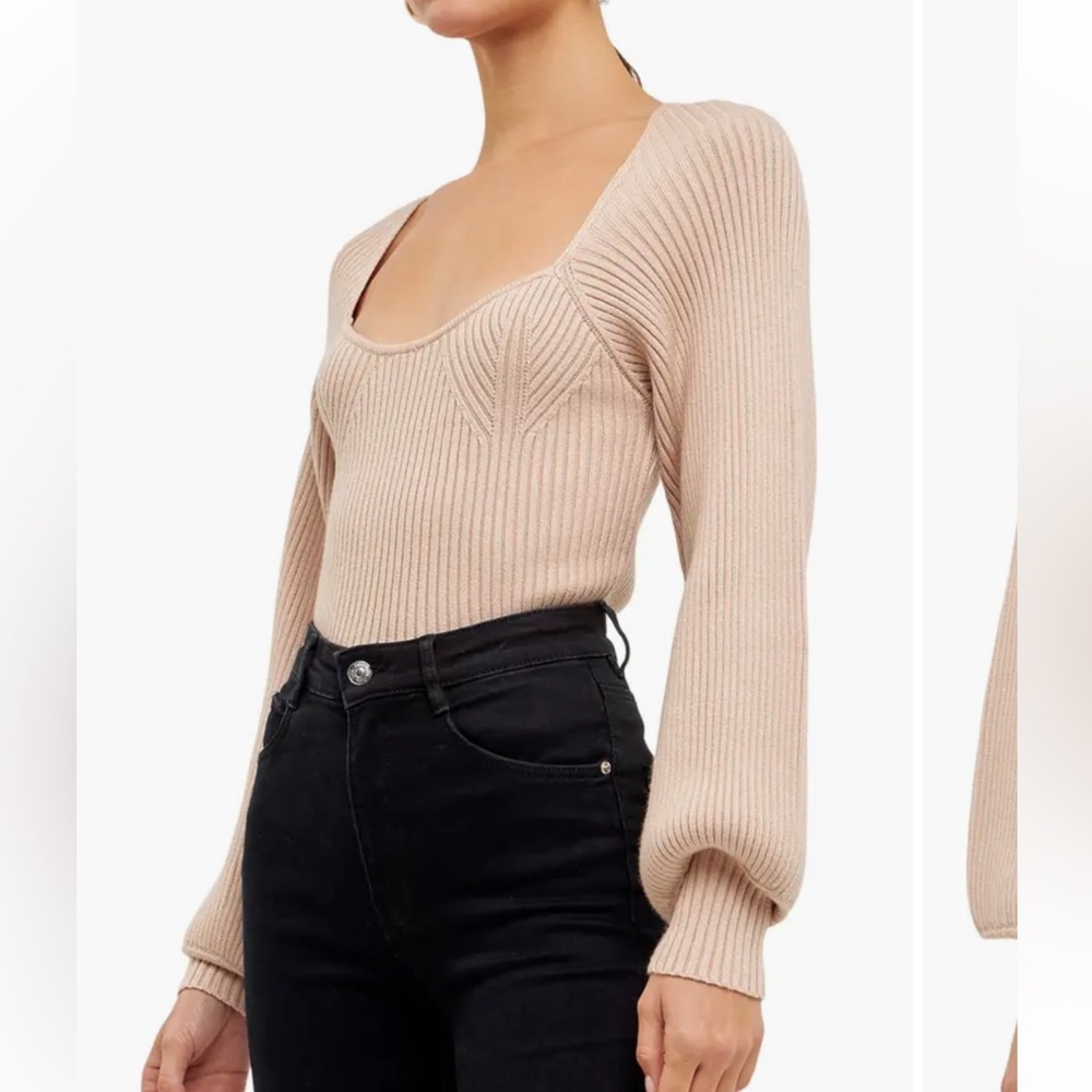 Endless Rose (Anthropologie) Beige Ribbed Sweater